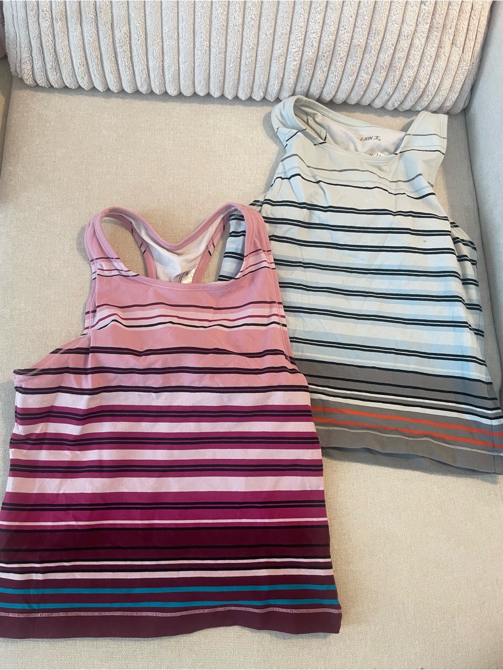 DanSkin Striped Racerback Tank Tops - Multi-Colored